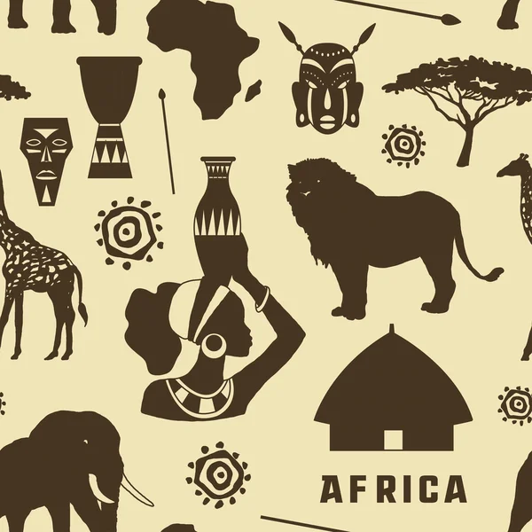 Africa icons set pattern — Stock Vector