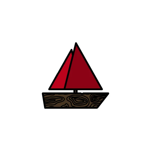 Ikona płaskie połowów. Statek — Wektor stockowy