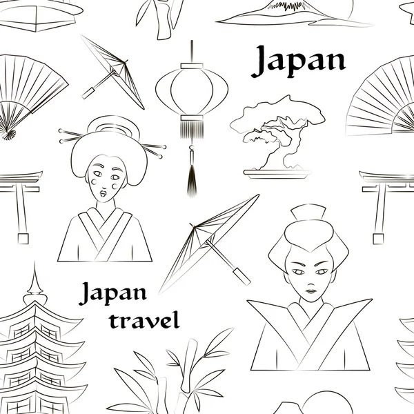 Japón patrón de viaje — Vector de stock