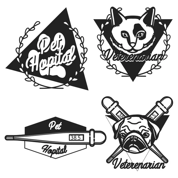 Emblemas veterinarios vintage — Vector de stock