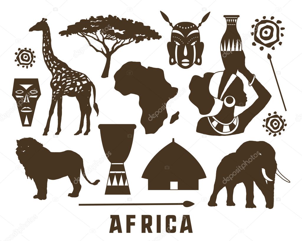 Africa elements and icons set. Vector illustration, EPS 10