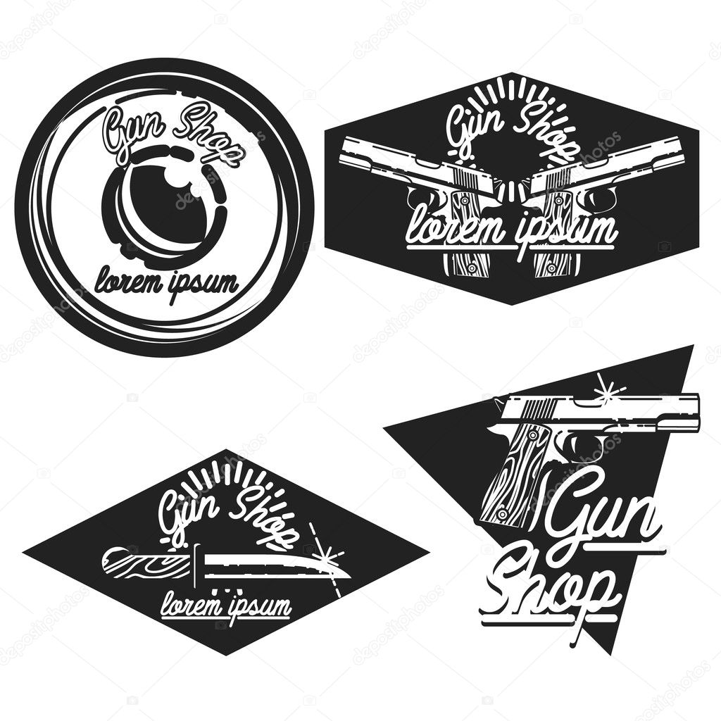 Vintage guns shop emblems, logotypes and badges