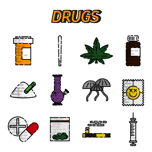 Drogas narcóticas ícone plana —  Vetores de Stock