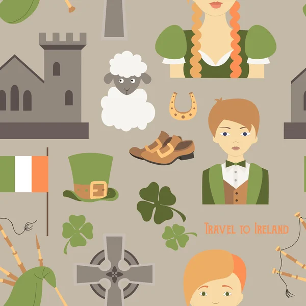 Podróż do Irlandii wzór — Wektor stockowy