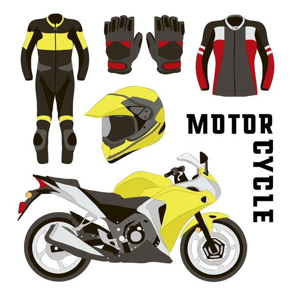 Ensemble vectoriel d'accessoires de moto — Image vectorielle