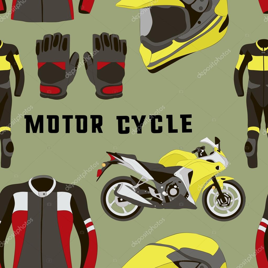 Vector set of motorcycle accessories pattern Stock Vector by ©Netkoff  126294290