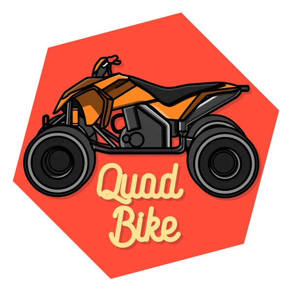 Color vintage quad bike emblem — Stock Vector