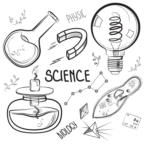 Hand drawn science set — Stock Vector