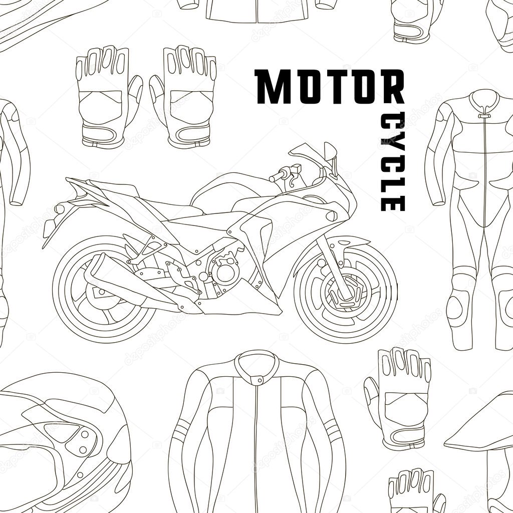 Conjunto vectorial de accesorios de motocicleta patrón Vector de