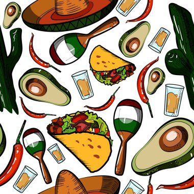 Elle çizilmiş Meksika desen