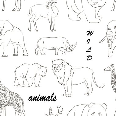 Wild animals set pattern