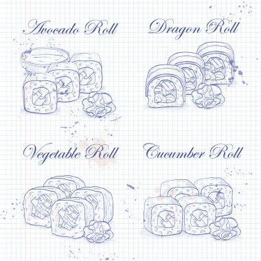 Vektör suşi rulo eskiz
