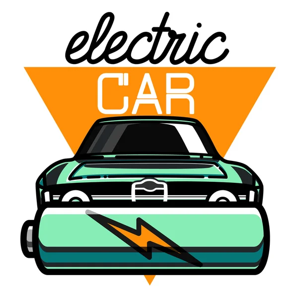 Barevné vintage elektrické auto znak — Stockový vektor