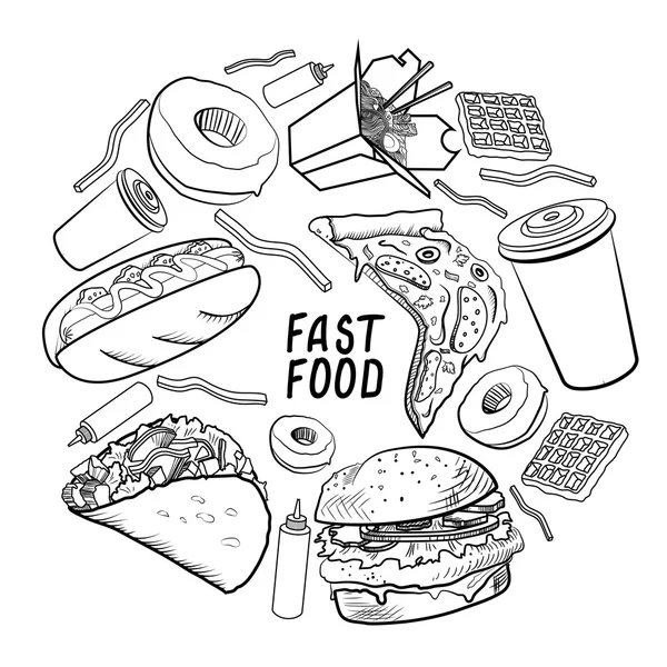 Conjunto de fast food — Vetor de Stock