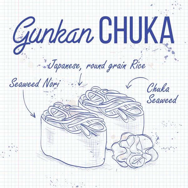 Gunkan Chuka Seaweed — Stock Vector