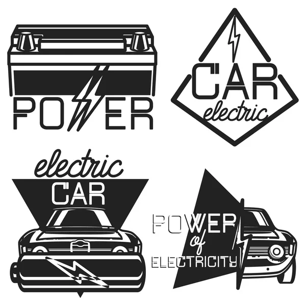 Vintage elektrische auto emblemen — Stockvector