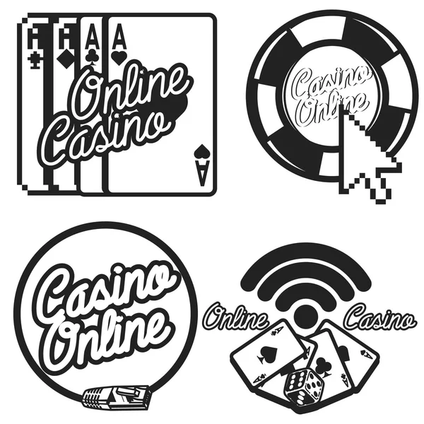 Emblèmes de casino en ligne Vintage — Image vectorielle