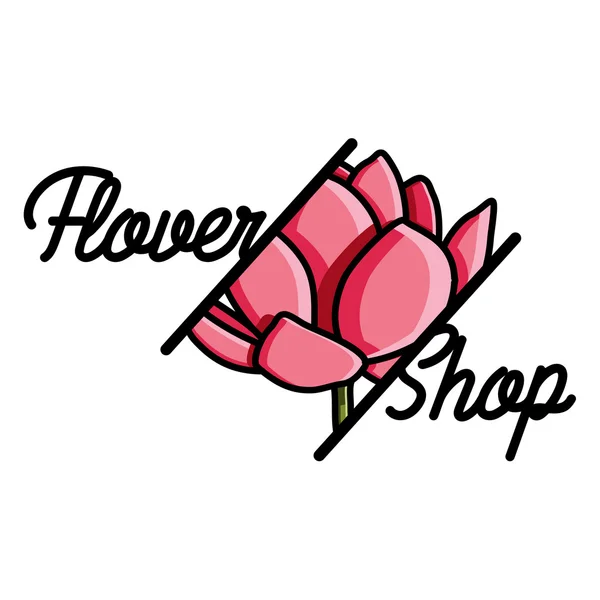 Cor vintage flor loja emblema —  Vetores de Stock