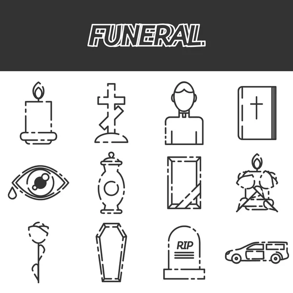 Juego de iconos funerarios — Archivo Imágenes Vectoriales