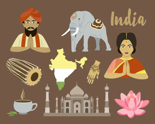 Conjunto de iconos india — Vector de stock