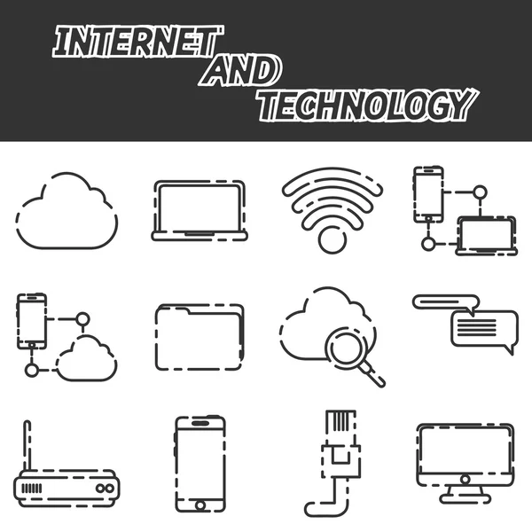 Internet a technologie sada ikon — Stockový vektor