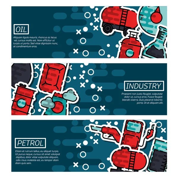 Conjunto de Banners Horizontales sobre la industria petrolera — Vector de stock