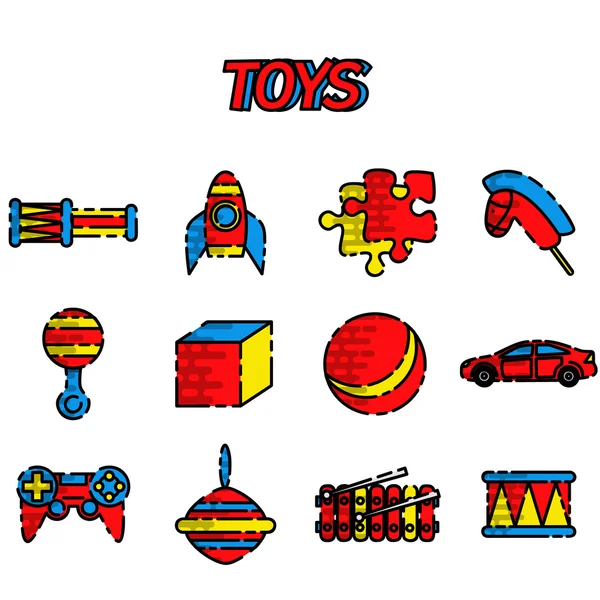 Toys flat icon set — Stock Vector