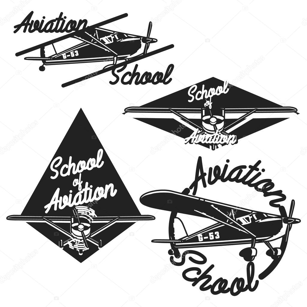 Vintage Aviation emblems, labels and design elements