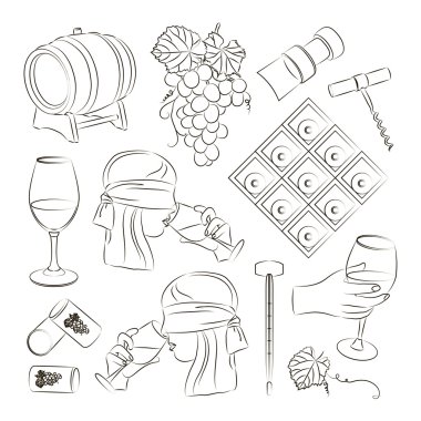 Tasting wine icons clipart