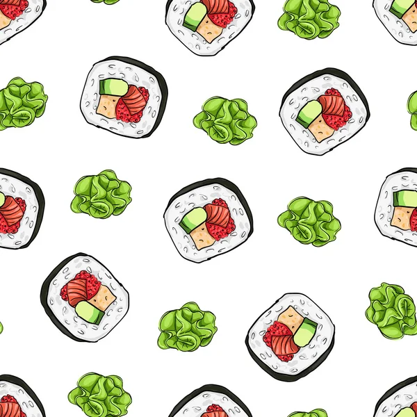 Patrón sin costura de sushi — Vector de stock