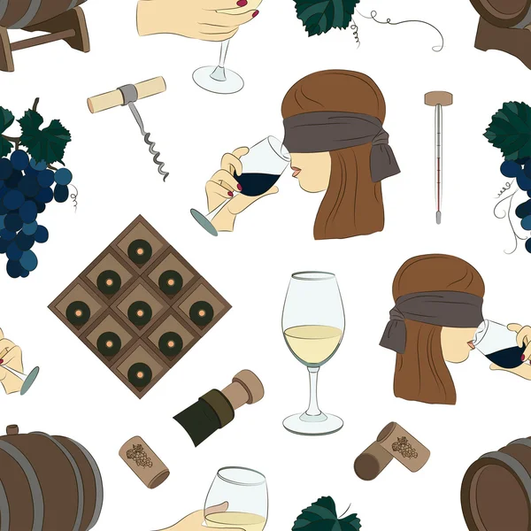 Degustación patrón iconos de vino — Vector de stock