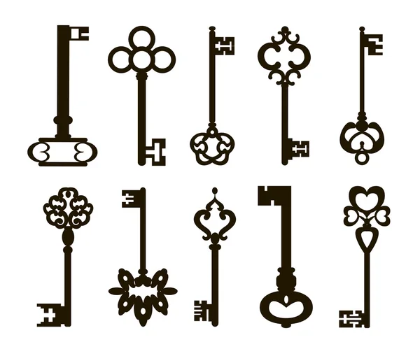Ornamental medieval vintage keys — Stock Vector