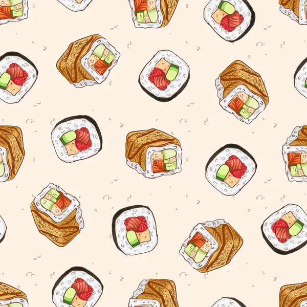 Sushi seamless pattern — Stock Vector