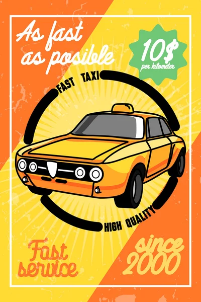 Плакат с цветом винтажного такси — стоковый вектор