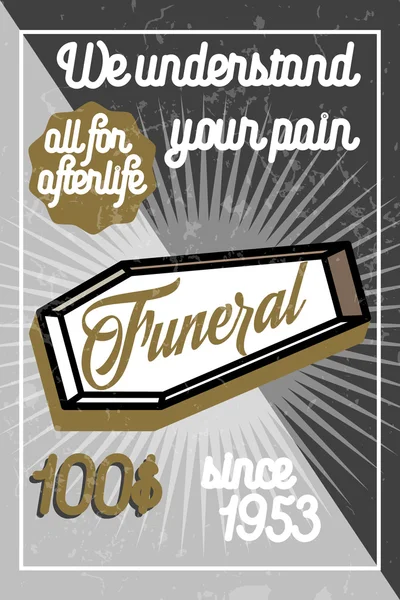 Color vintage funeral poster — Stock Vector