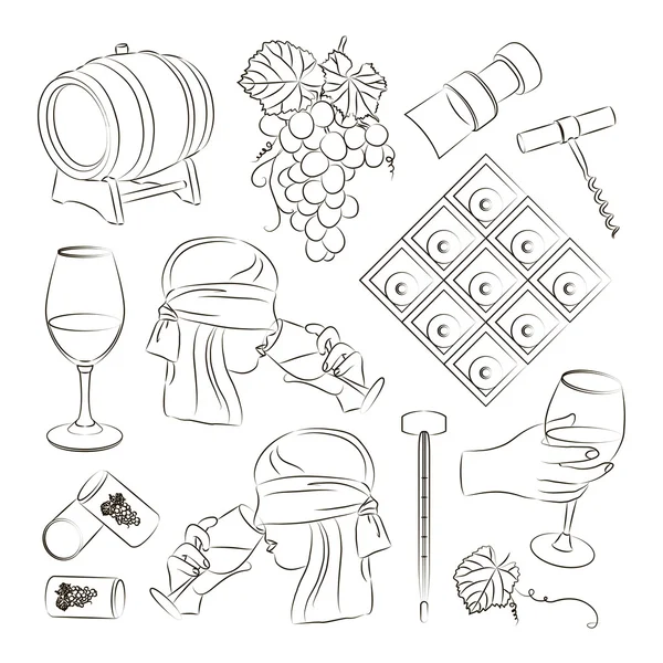 Tasting wine icons — Stock Vector
