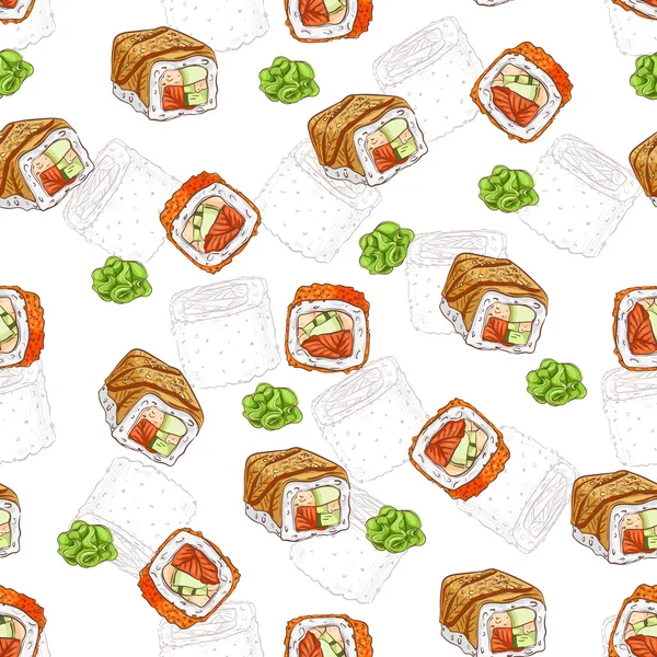 Sushi seamless pattern — Stock Vector