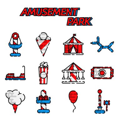 Eğlence Parkı düz Icon set
