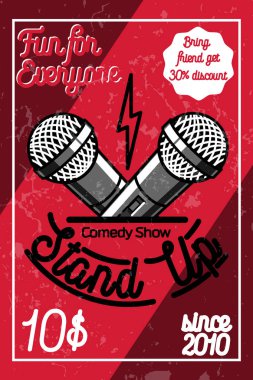 Renk vintage Stand up komedi göstermek poster