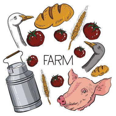 Özgün el çekilmiş çiftlik koleksiyonu