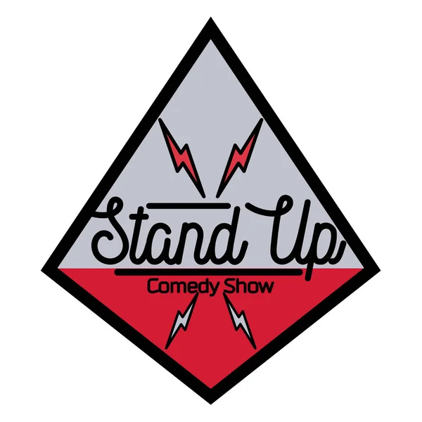 Cor vintage Stand up comédia mostrar emblema —  Vetores de Stock