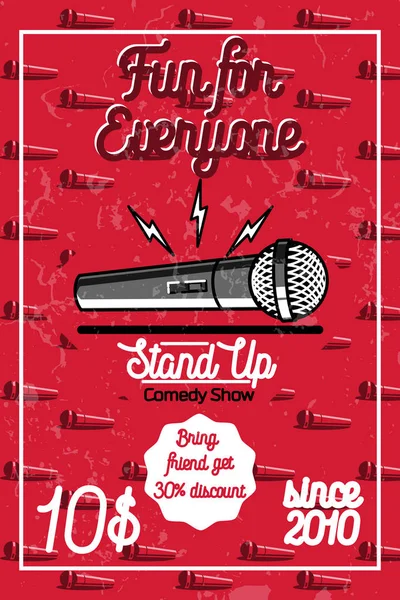 Vintage color Stand up comedy show poster — Vector de stock