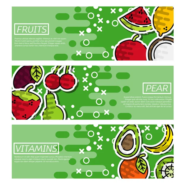 Ensemble de bannières horizontales sur les fruits — Image vectorielle