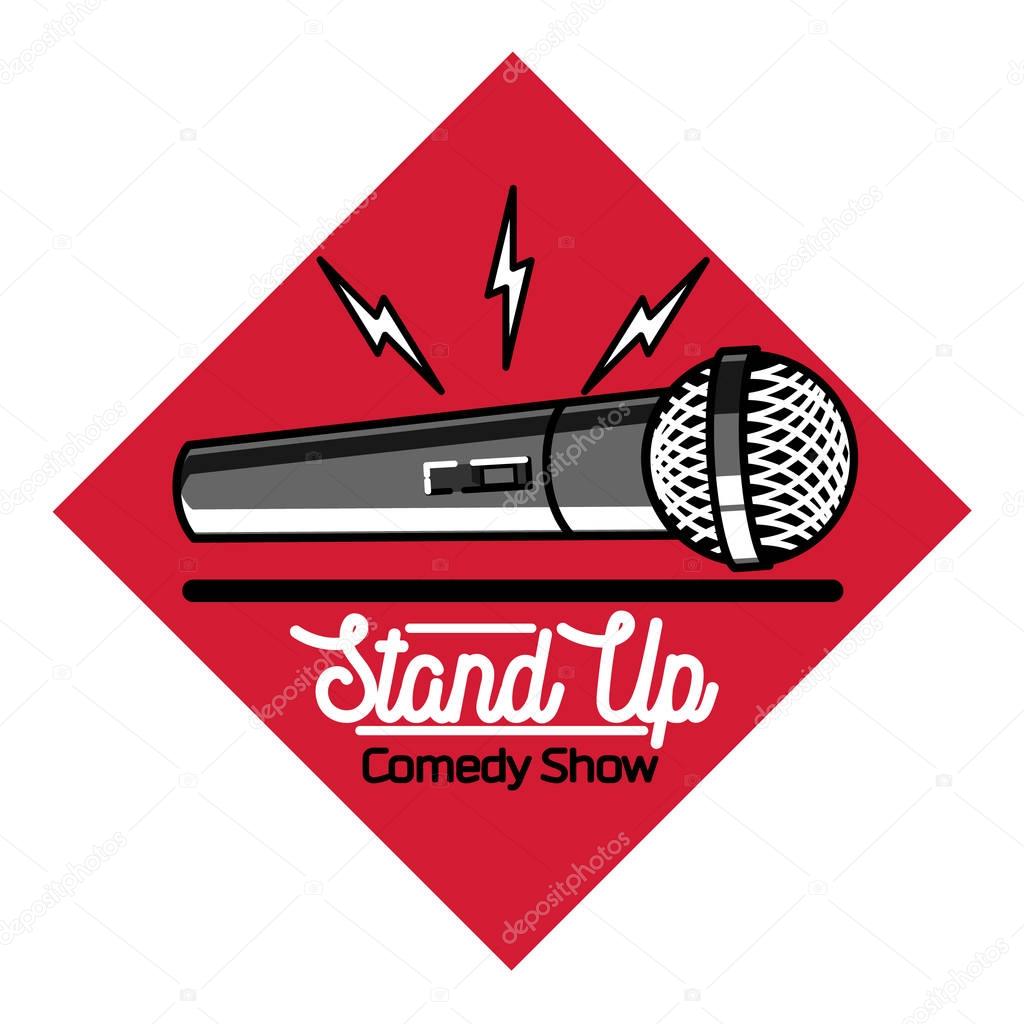 Color vintage Stand up comedy show emblem, logo and badge at white background.