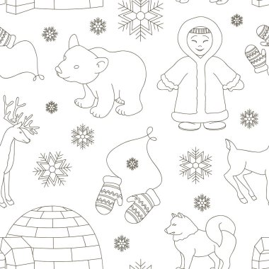 Eskimo karakterler desen vektör kümesi
