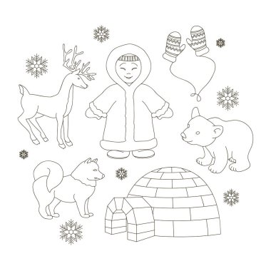 Vector set of eskimo characters clipart