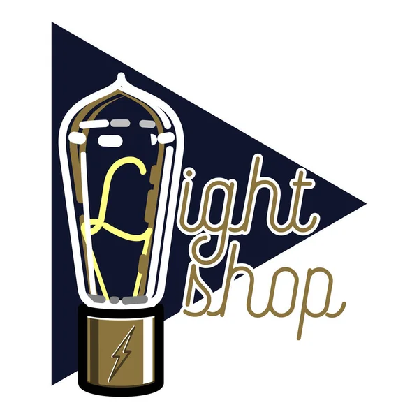 Color emblema de la tienda de iluminación vintage — Vector de stock