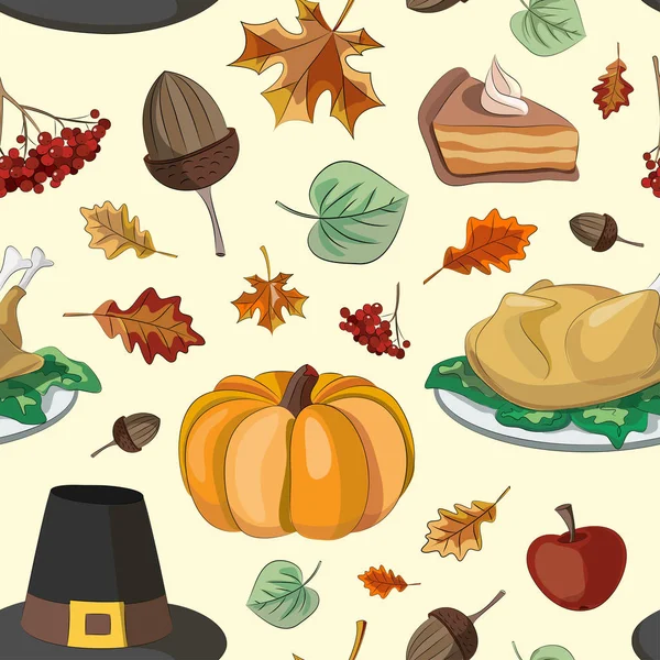 Happy Thanksgiving set pattern — Stock Vector