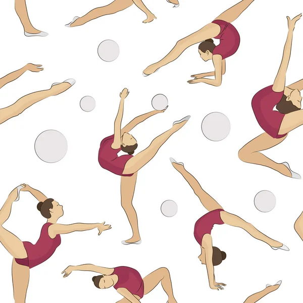 Kvinna som stretching, gymnastik, idrott mönster — Stock vektor