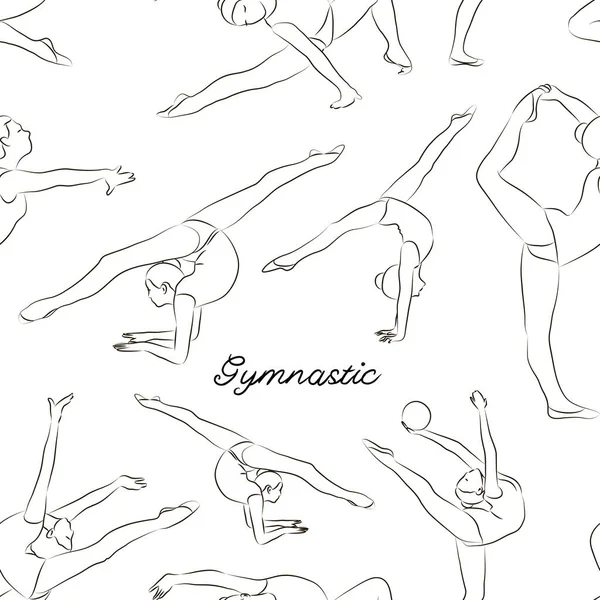 Femme étirement, gymnastique, modèle de sport — Image vectorielle